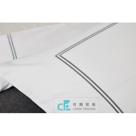 Hotel Embroidered Duvet Cover & Shams sewn from 60S White Cotton